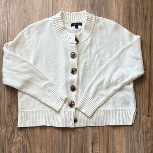 quince cotton cropped cardigan sweater